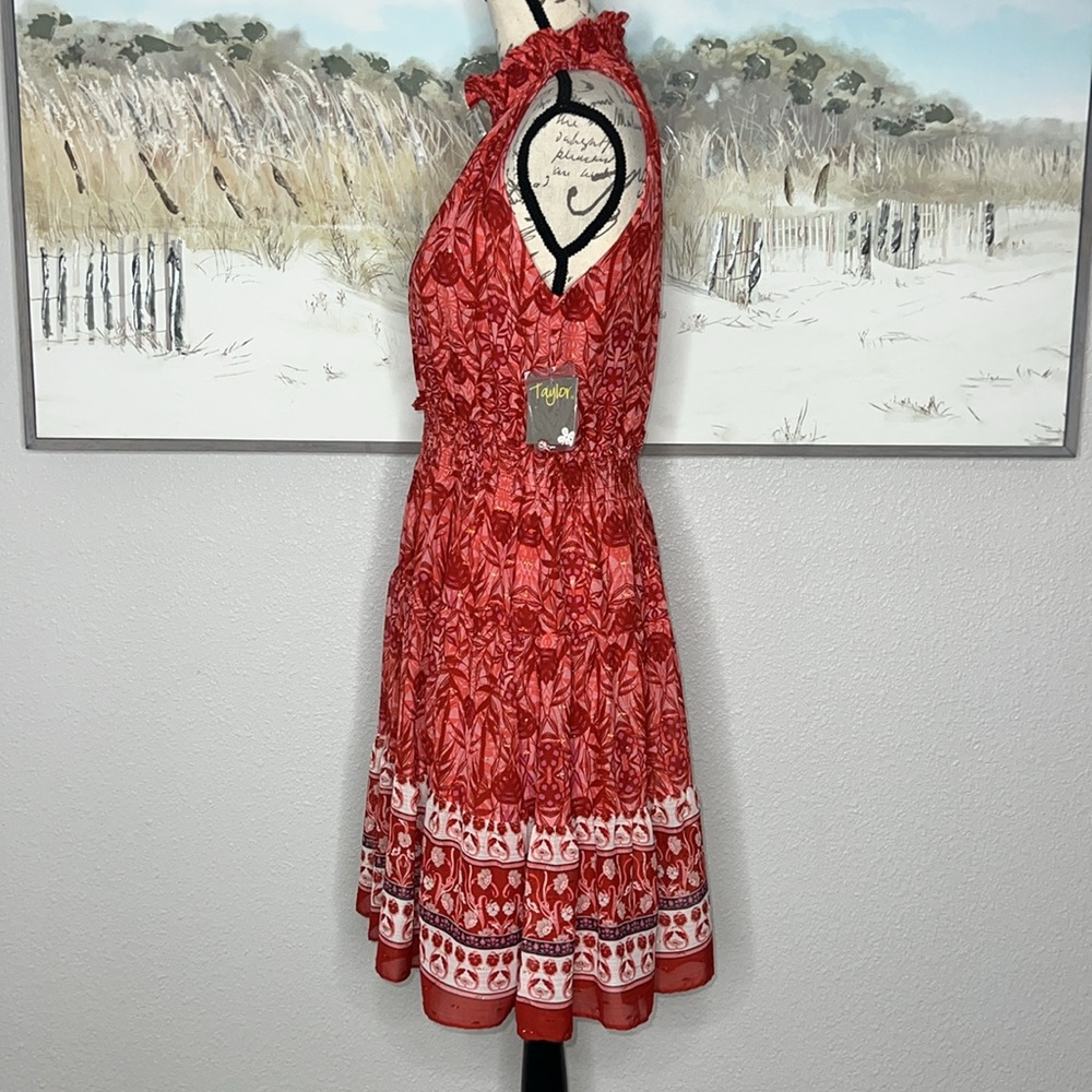 Taylor Women's Floral Printed Mock-Neck Dress Sz 8 🧡 - Picture 7 of 12